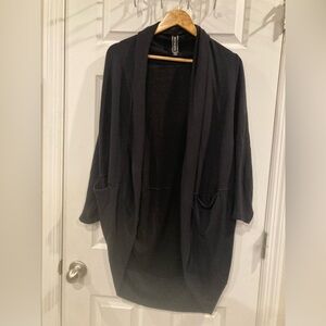Athleta Black 3/4 Dolman Sleeve Slouchy Open Front Cardigan size s/m